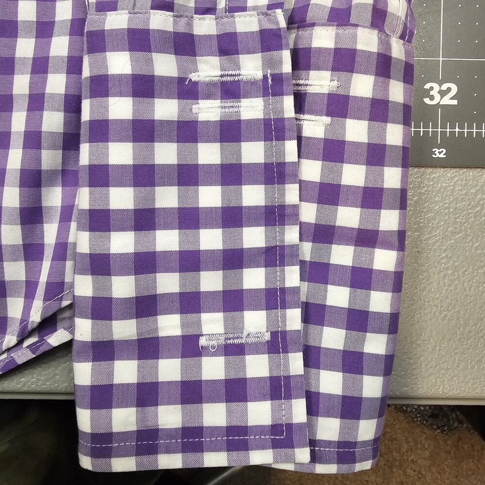 Charles Tyrwhitt Dress Shirt 15/33 Purple Gingham Check Plaid French Cuff Work - Picture 3 of 11